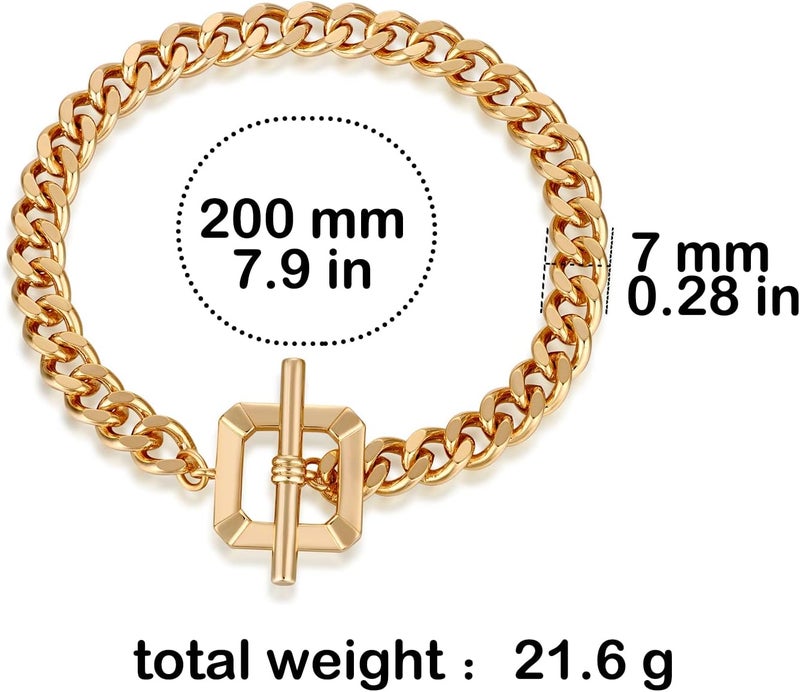 FRUMOS Dainty Layering Bracelets for Women 18 k Gold Plated Fashion Adjustable Chunky Cuban Paperclip Link Chain Bracelets Jewelry for Women Gift - Image 2